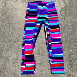 K-Deer Leggings Womens Large Athletic Athleisure Workout Cropped Pink Patterened